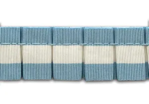 1 1/8" Powder Blue & White Box Pleated Grosgrain Trim (Made in France)