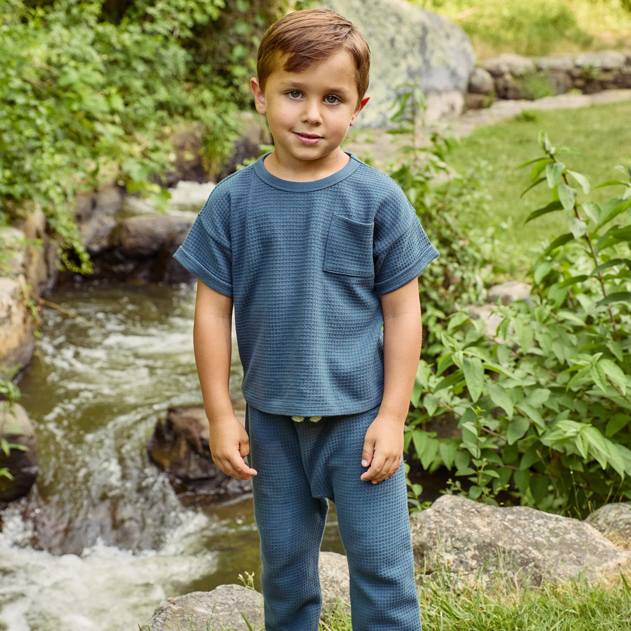 2-Piece Infant & Toddler Boys Navy Pants and Shirt Set