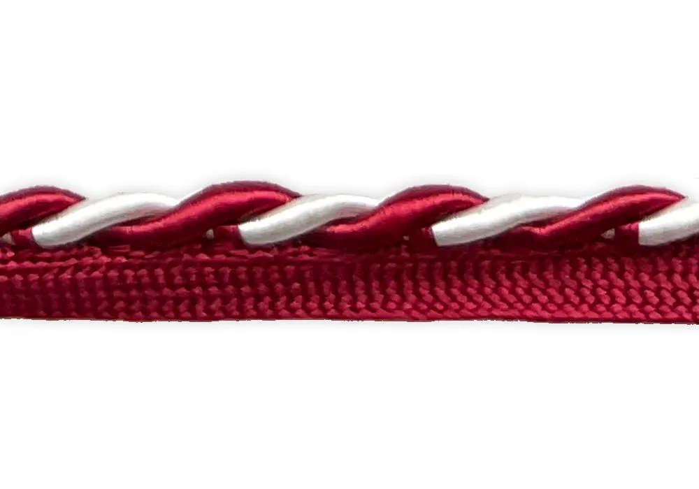 3/8" Garnet & Snow Rope Piping Trim (Made in France)