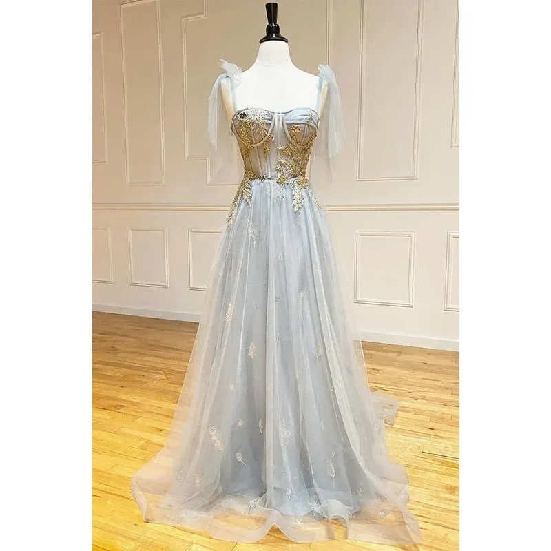 A-line Sweetheart Chic Embroidery Appliques Long Prom Dress