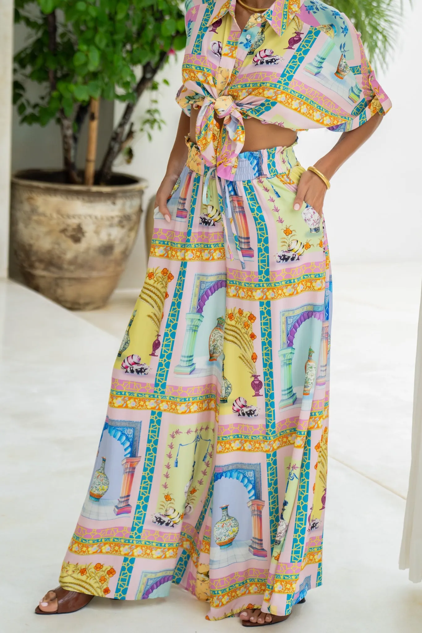 Ambrosia Multicolour Abstract Wide Leg Pants