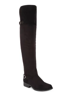 AMERICAN RAG Womens Black Cushioned Slip Resistant Buckle Accent Adarra Round Toe Stacked Heel Zip-Up Riding Boot M