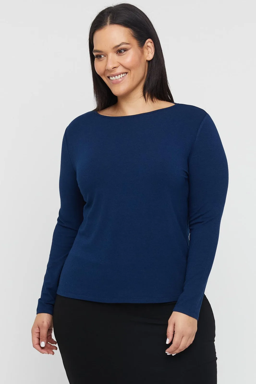 Amy Boatneck Top - Navy