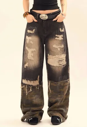 Army jeans contrast military denim pants army joggers black