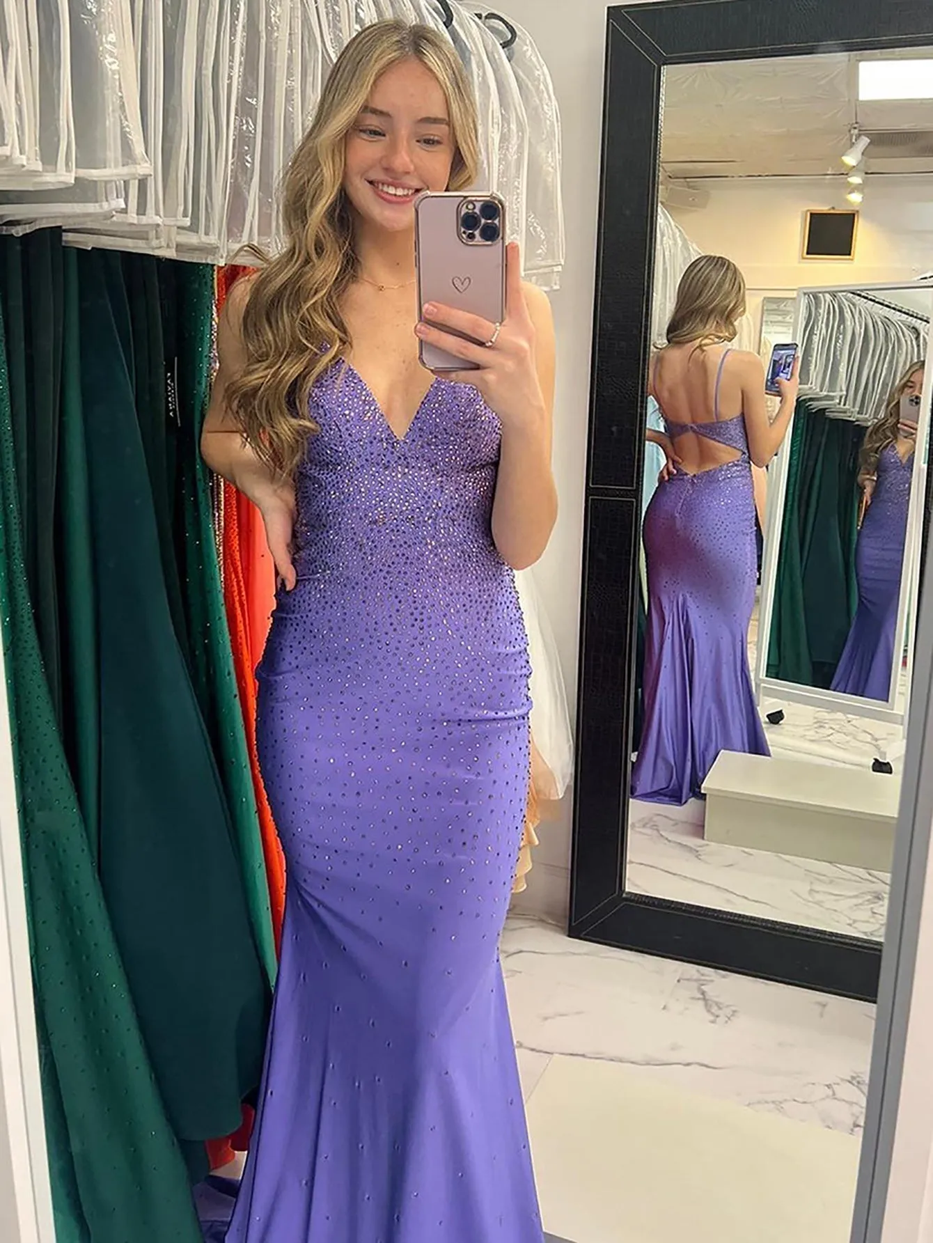 Avayah | Mermaid Blue V-Neck Long Prom Dress