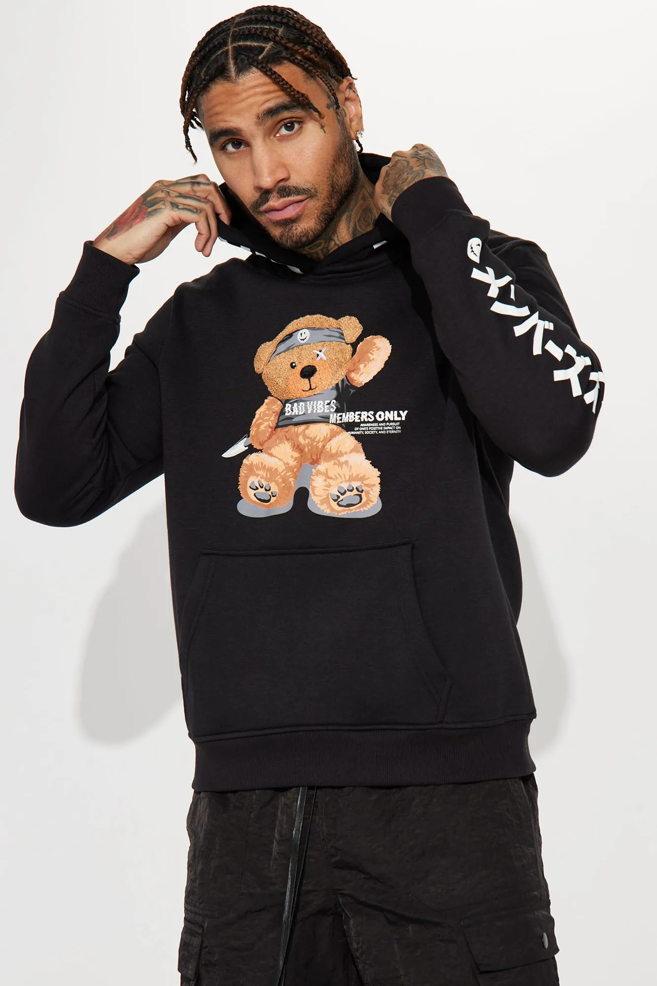 Bad Vibes Teddy Hoodie - Black