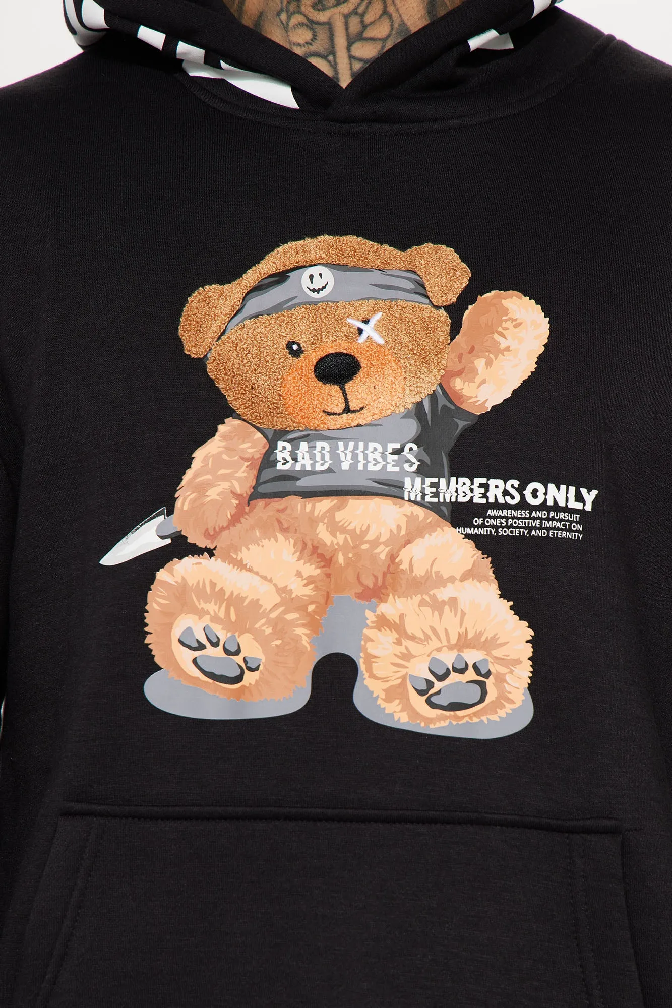 Bad Vibes Teddy Hoodie - Black