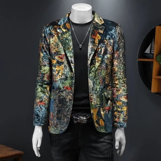 Baroque Retro Impressionism Print Blazers