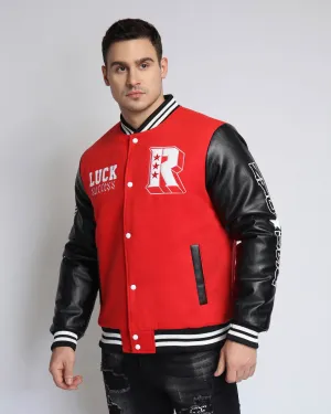 Baseball Jacket with Faux Leather Sleeves-Mexico Local Delivery