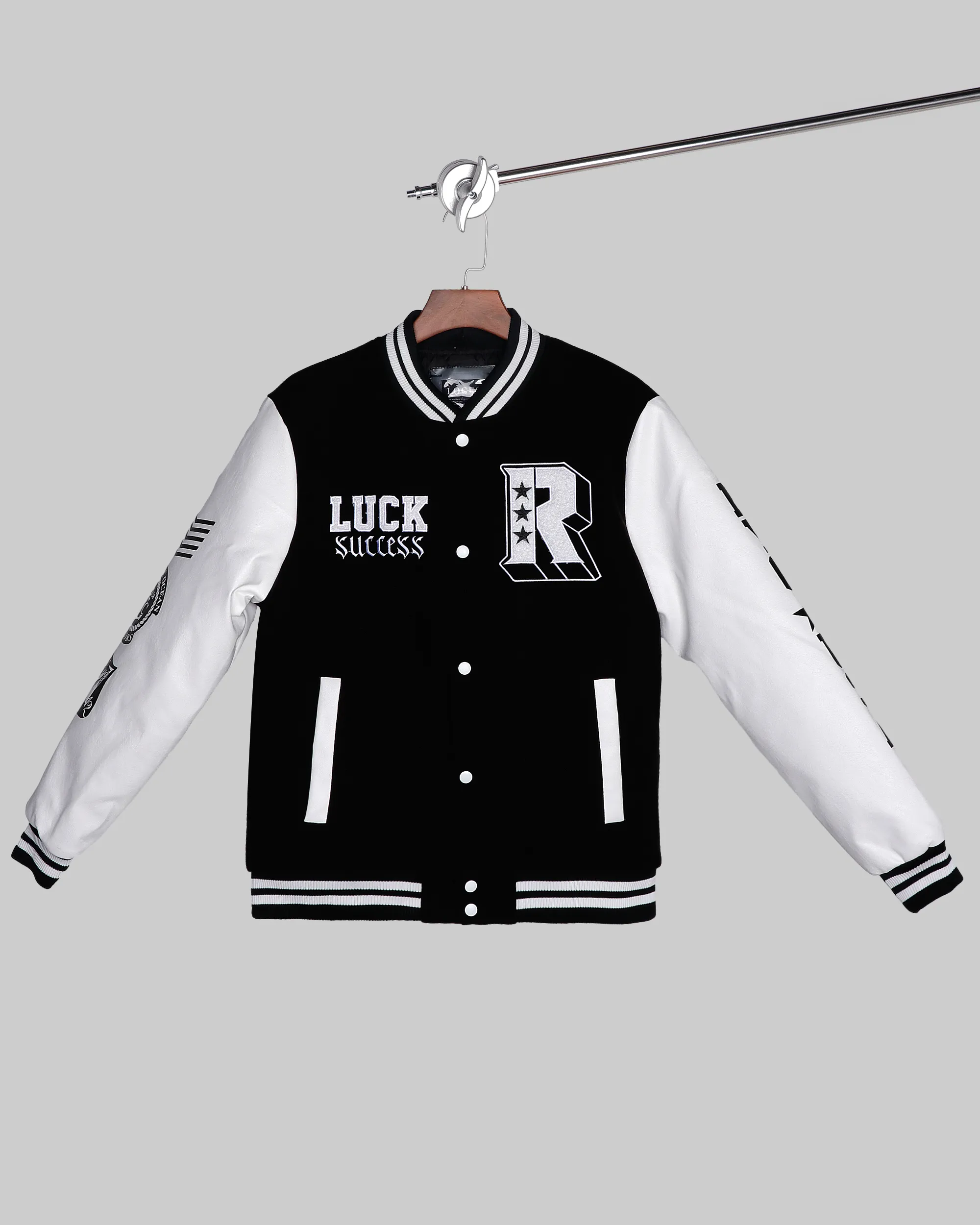 Baseball Jacket with Faux Leather Sleeves-Mexico Local Delivery