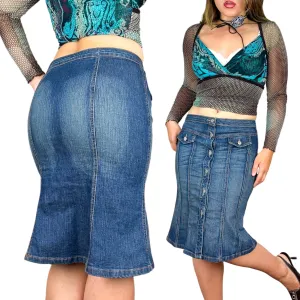 Bebe Y2K Denim Midi Skirt (S)