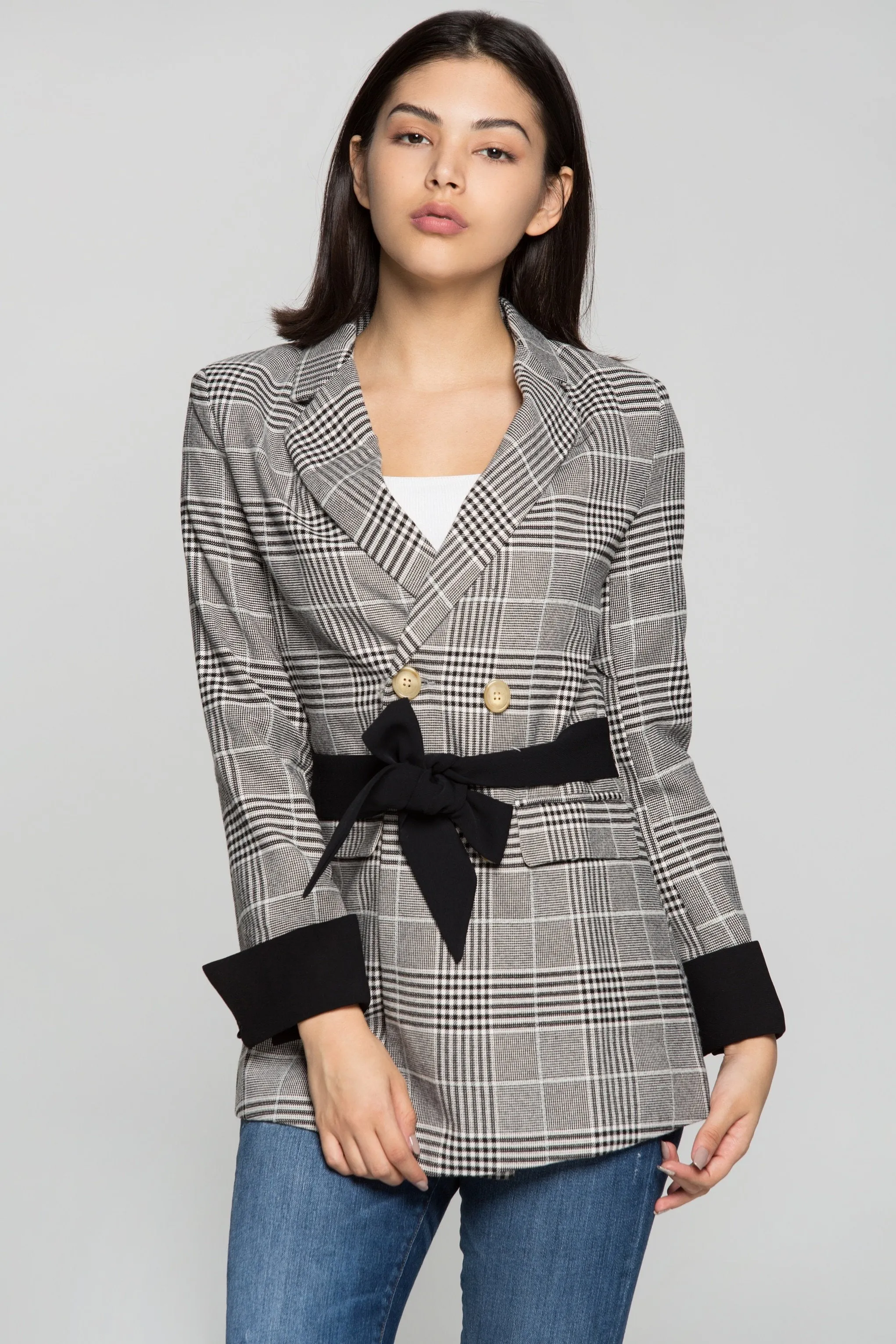 Black and White Shepherds Check Blazer