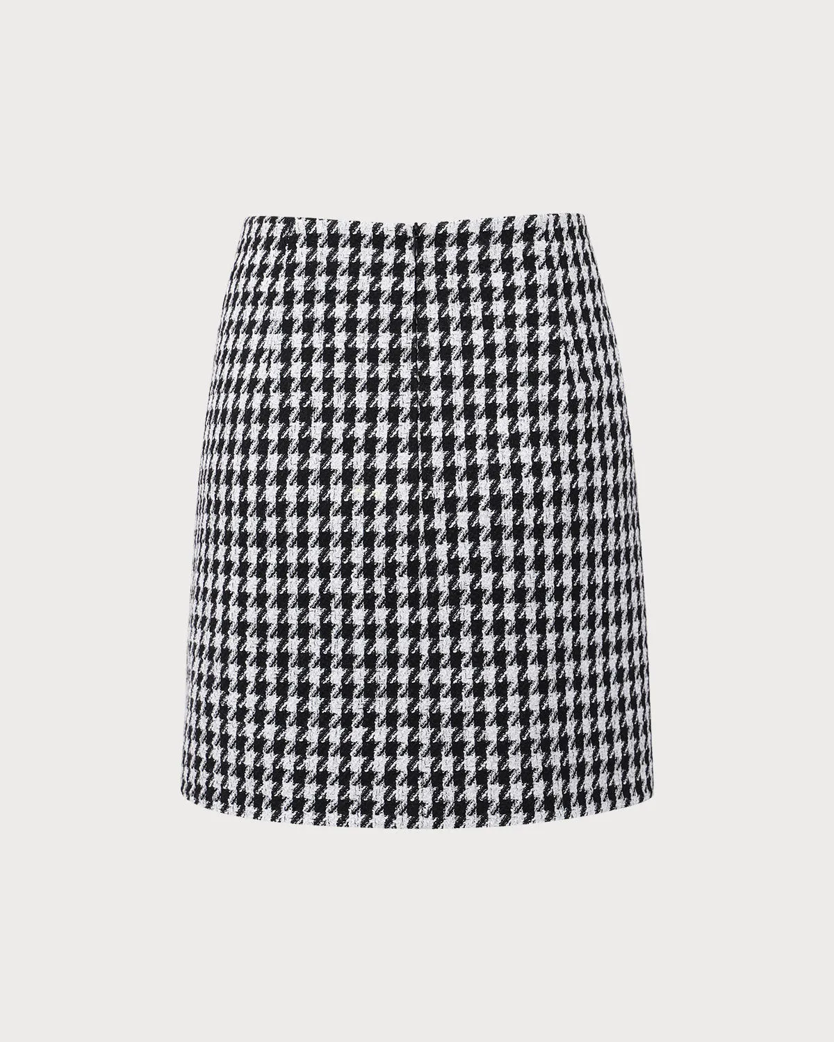 Black High-waisted Straight Tweed Skirt