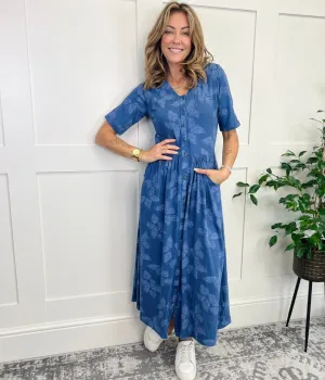 Blue Mia Cotton Midi Dress