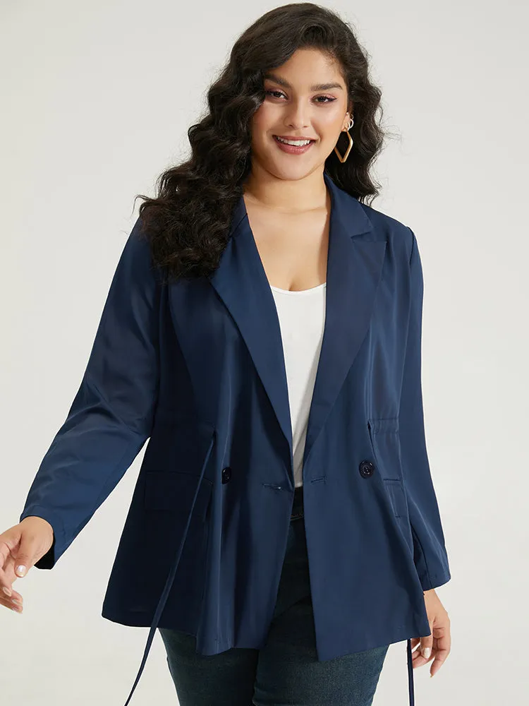 Button Up Drawstring Pocket Blazer