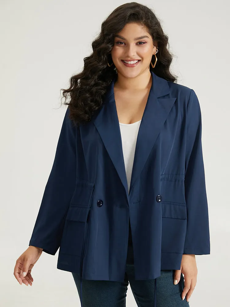 Button Up Drawstring Pocket Blazer