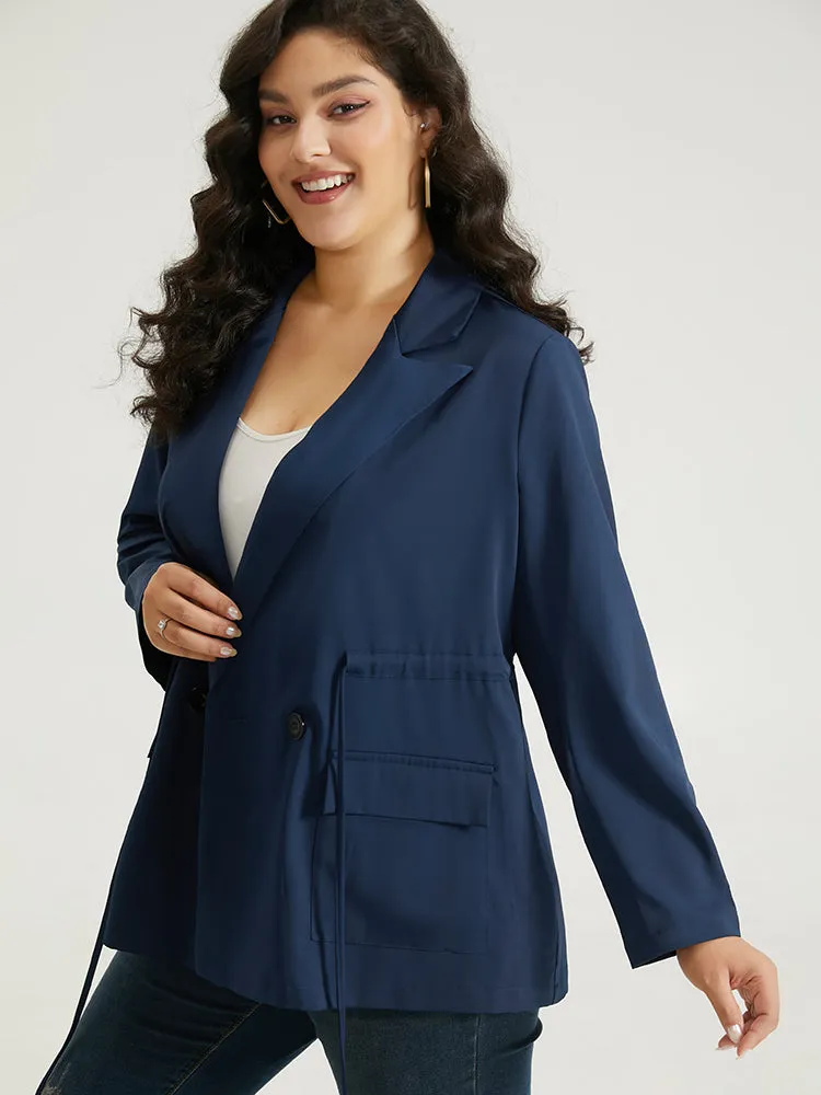 Button Up Drawstring Pocket Blazer