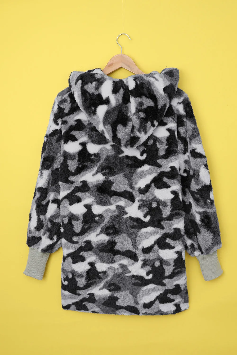 Camo Fleece Hooded Coat