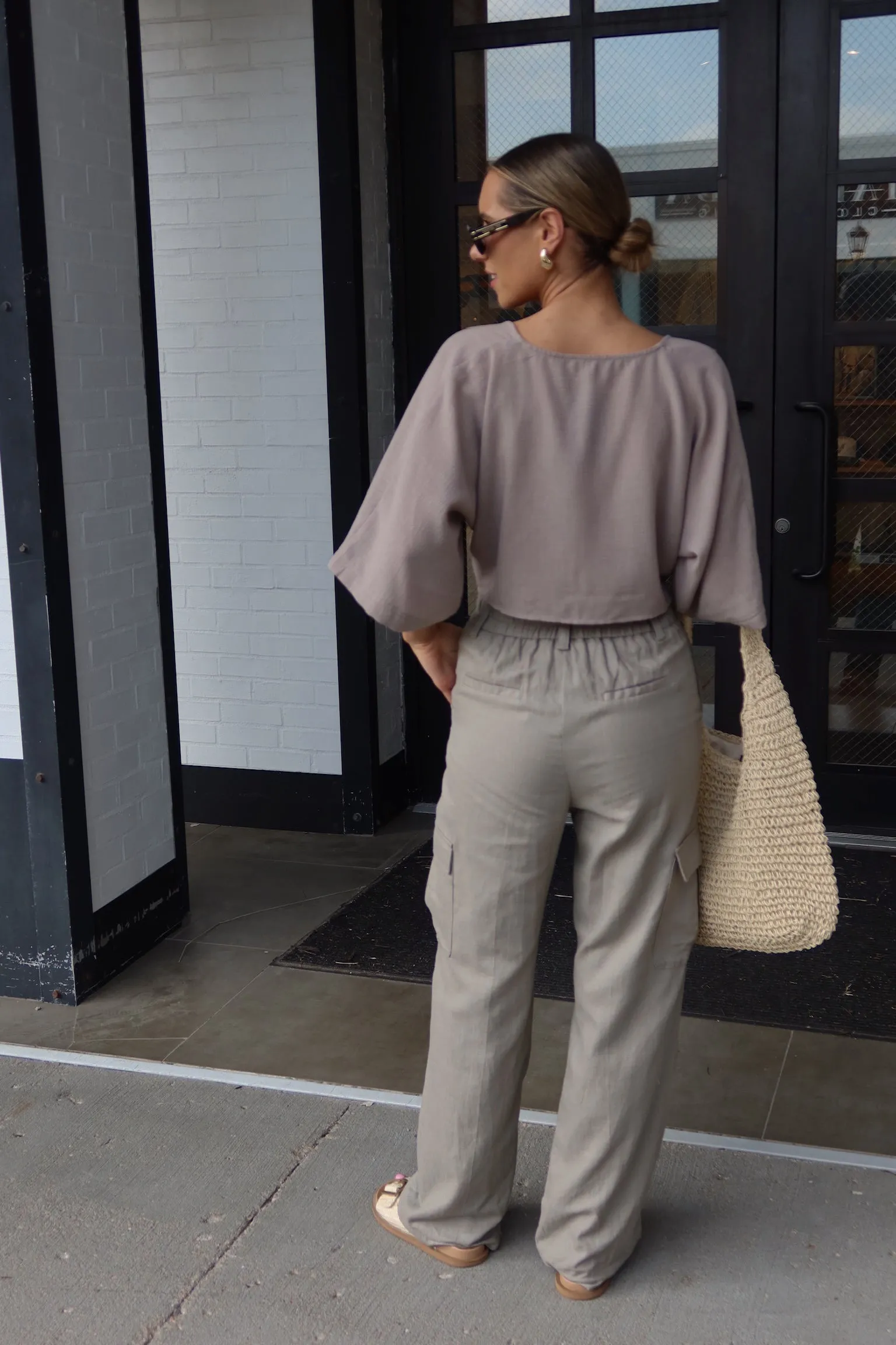 Charcoal Linen Cargo Pants