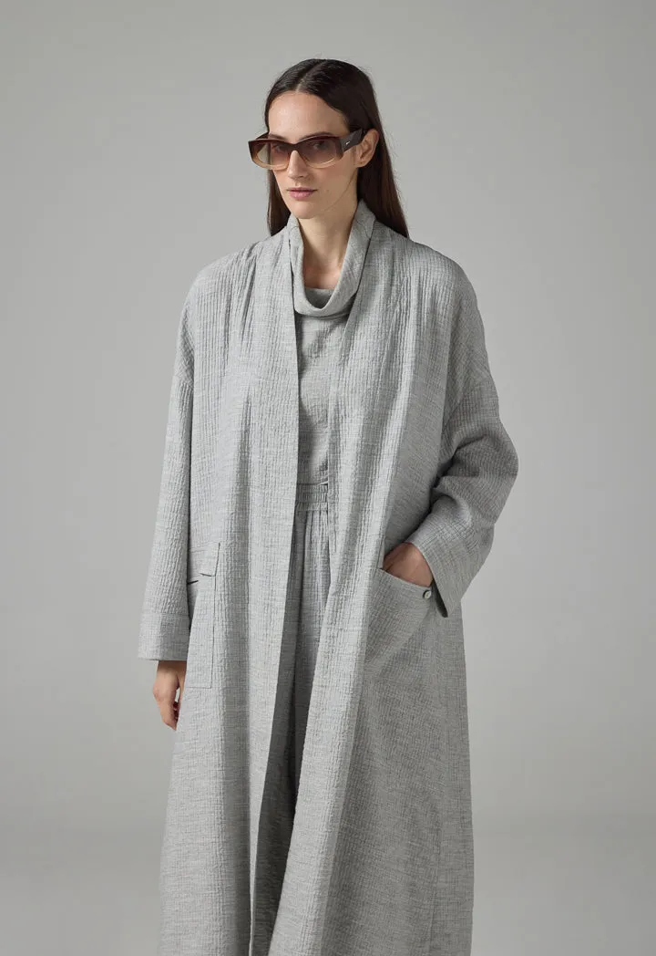 Choice Solid Front Pockets Textured Abaya Grey