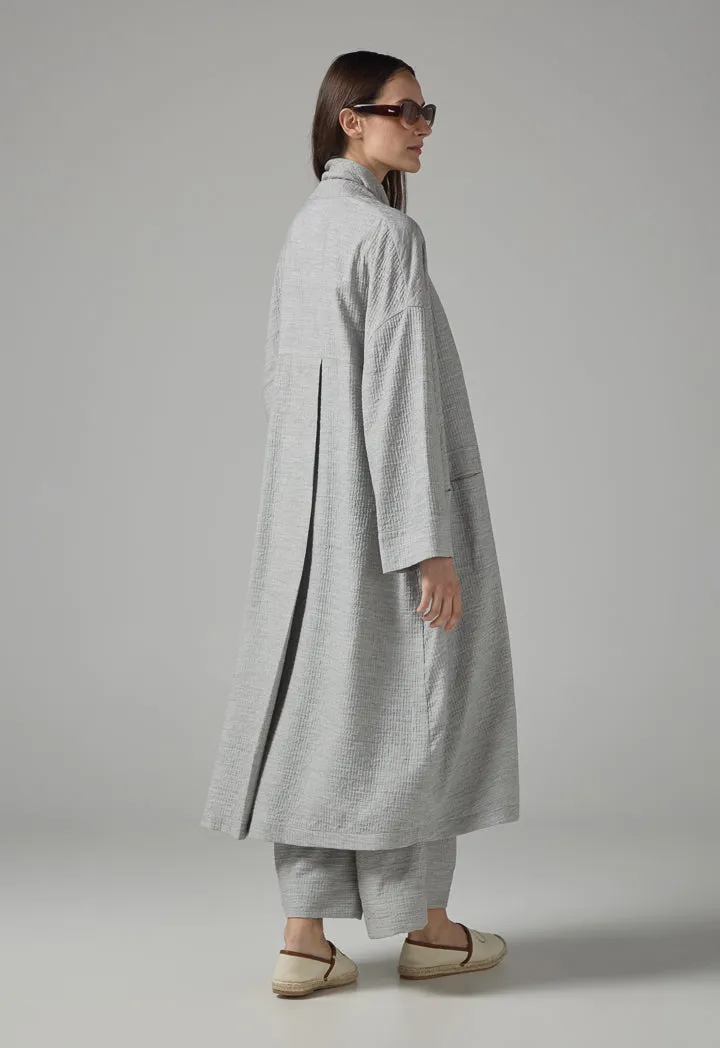 Choice Solid Front Pockets Textured Abaya Grey