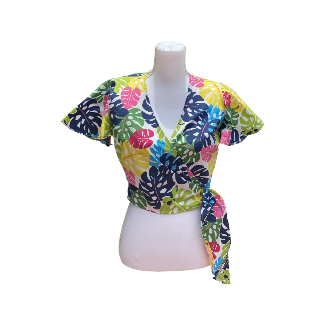 Cora Spearman Hawaii WOMENS Rainbow Monstera Wrap Top