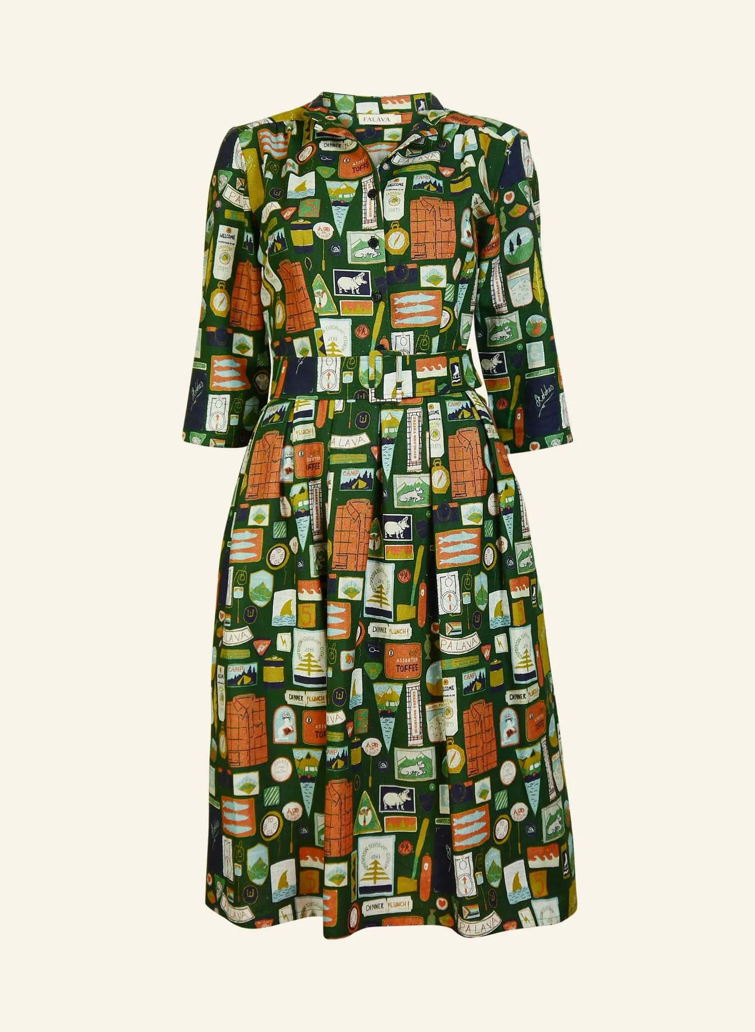 Cynthia - Dark Green Badges Dress