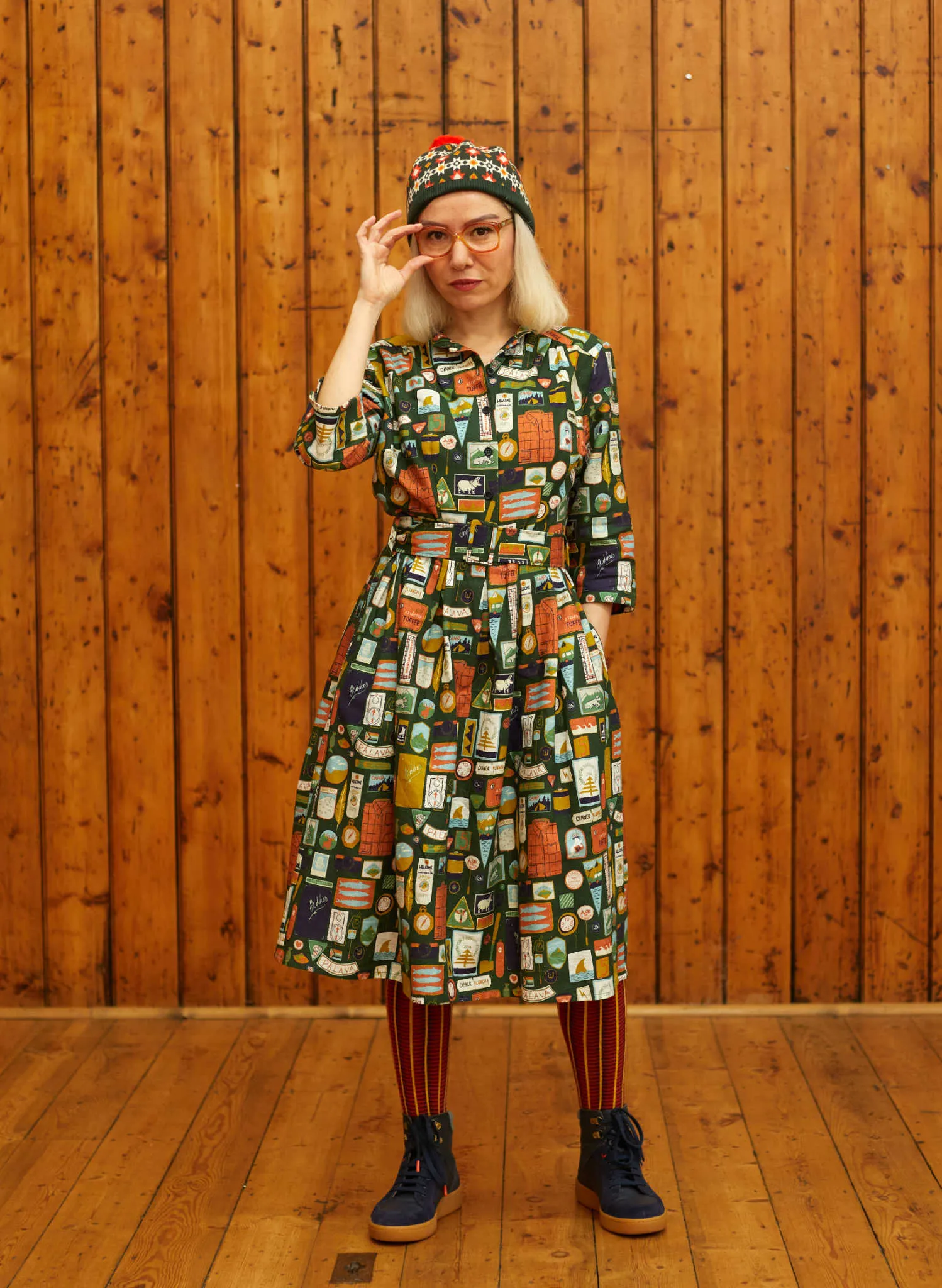 Cynthia - Dark Green Badges Dress