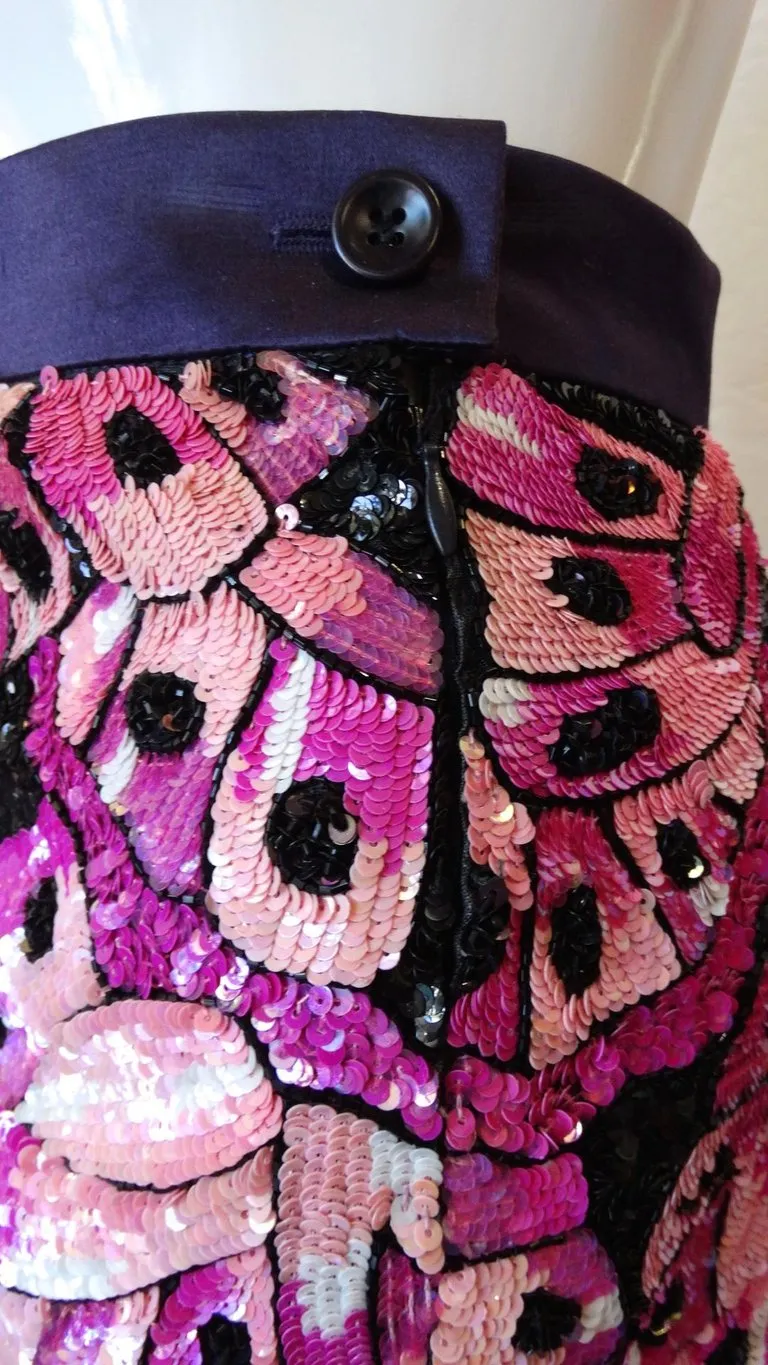 Escada 80s Couture Butterfly Sequin Skirt