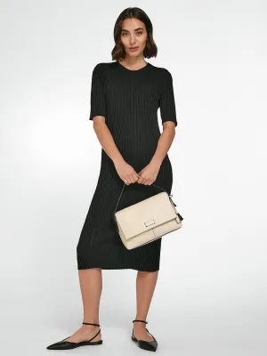 Fitted Ribbed Stretch Knit Dress