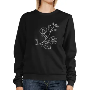 Flower Unisex Sweatshirts Flower Printed Pullover Fleece For Her