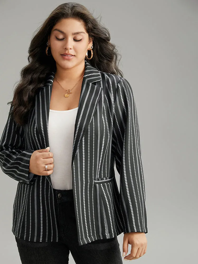 Geometric Pocket Contrast Suit Collar Blazer