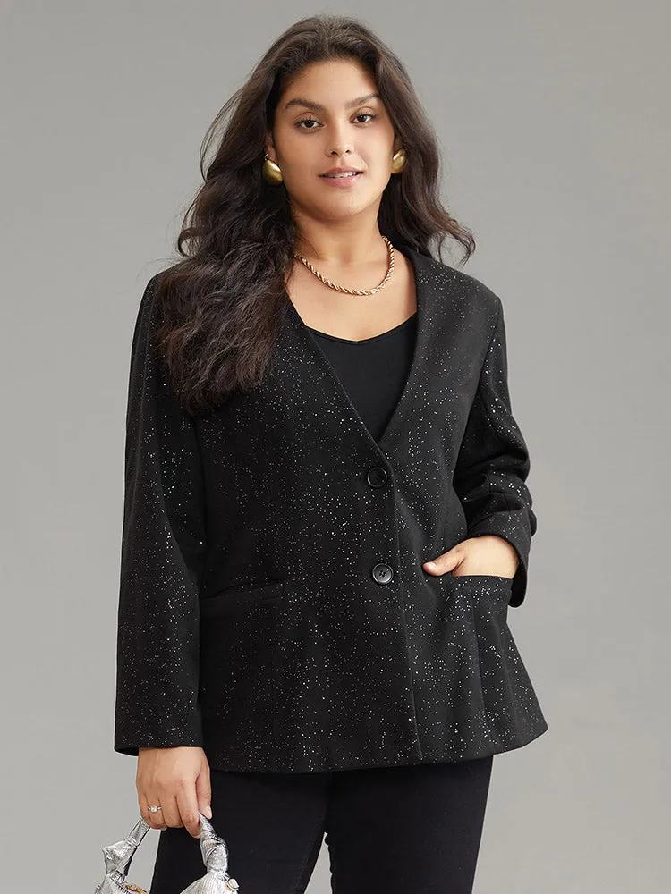 Glitter Flap Pocket Button Down Blazer