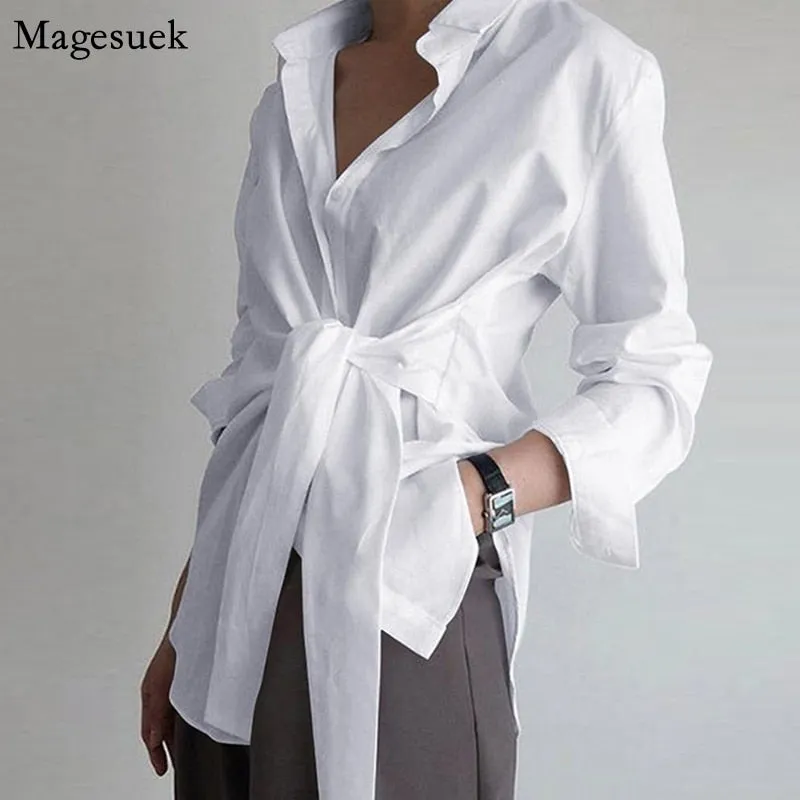 Graduation Gifts   Long Sleeve Women Shirt Blouse Button White Blouses Female Ruched Black Loose Shirts For Women Cotton Office Blouses New 18659