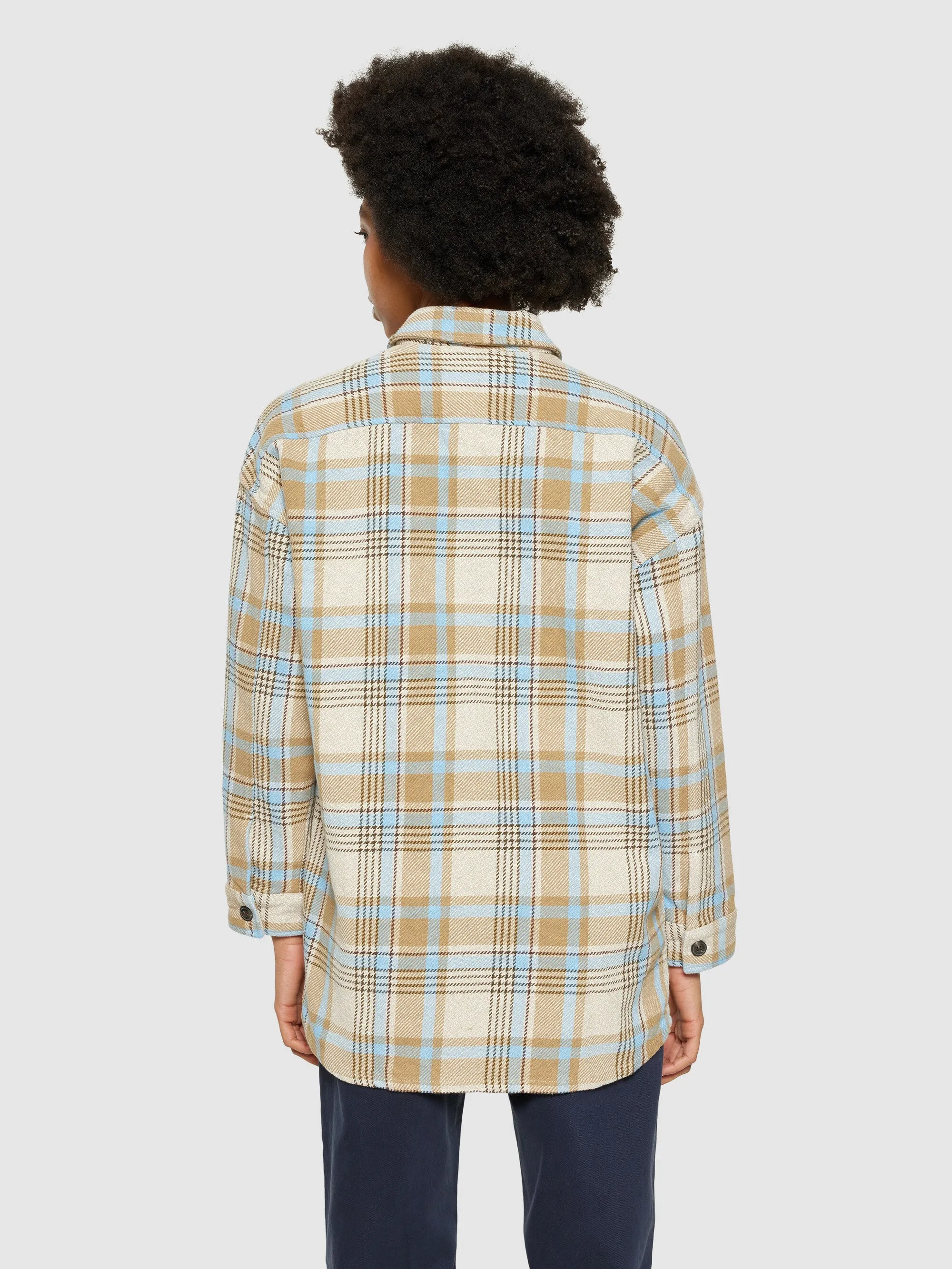 Heavy flannel check overshirt - GOTS/Vegan - Beige check