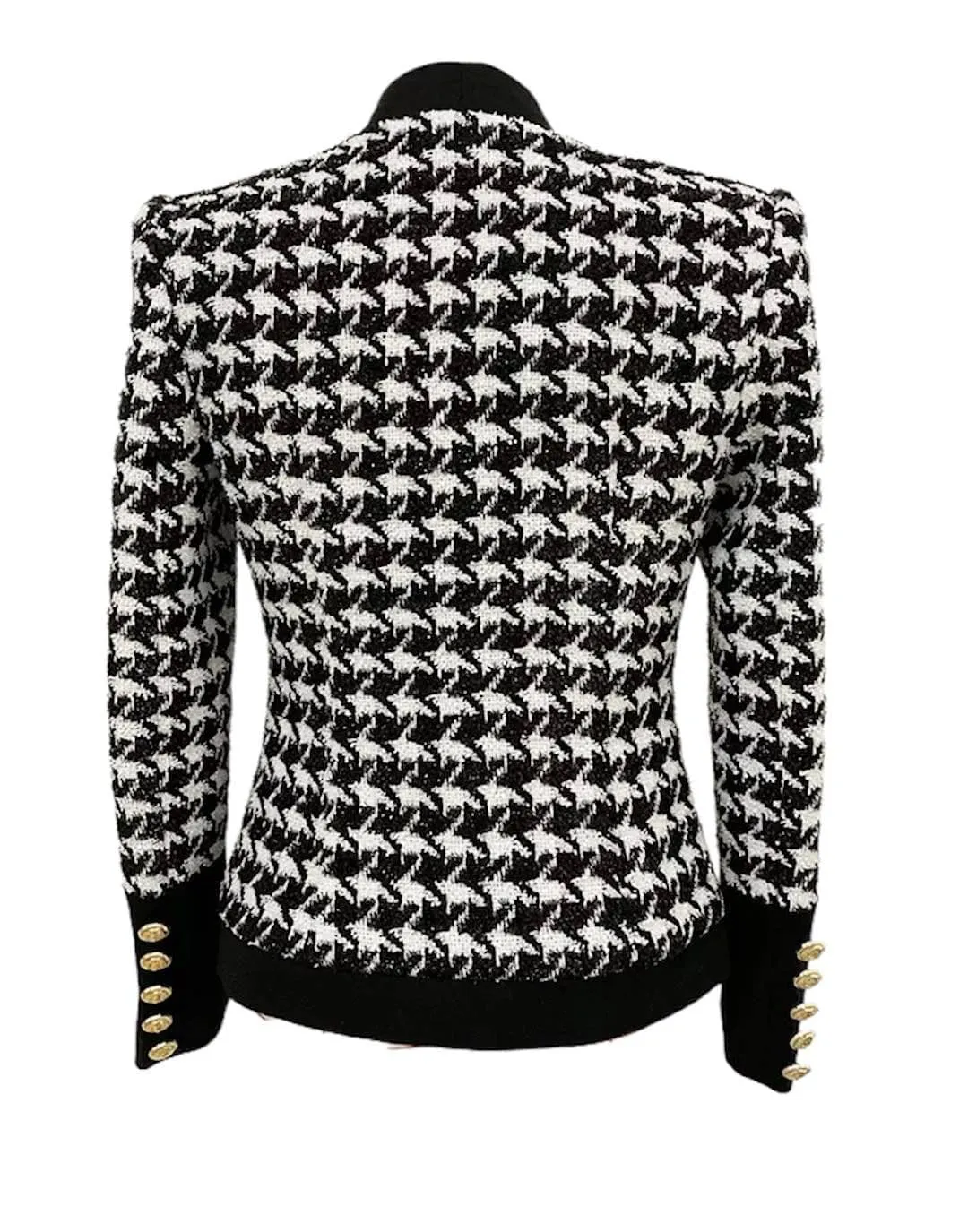 Houndstooth Patterned Tweed Jacket