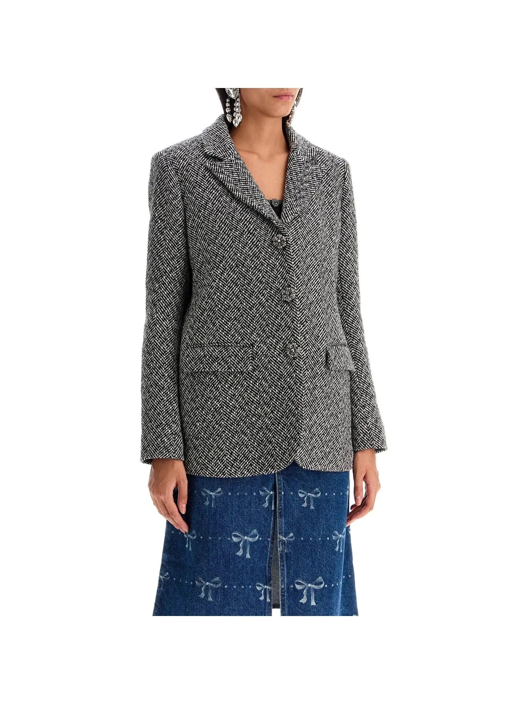 Houndstooth Wool Blazer