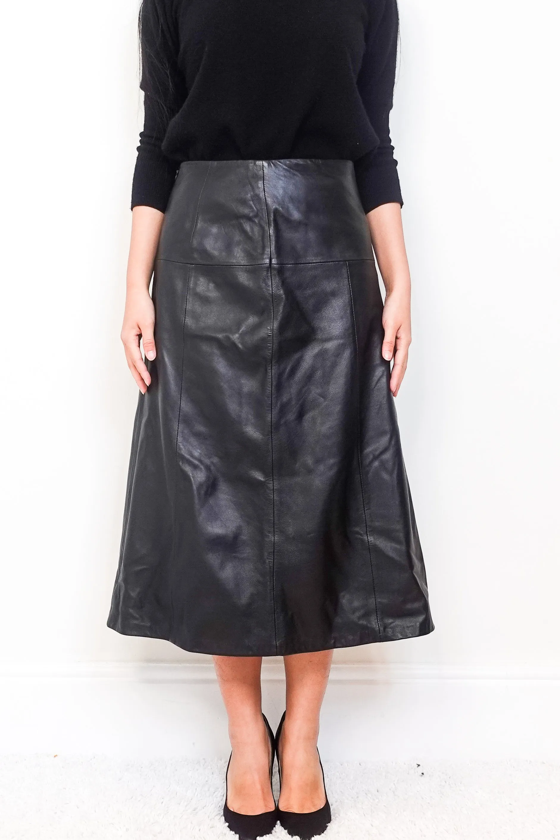 Iana Leather Midi skirt RRP £420