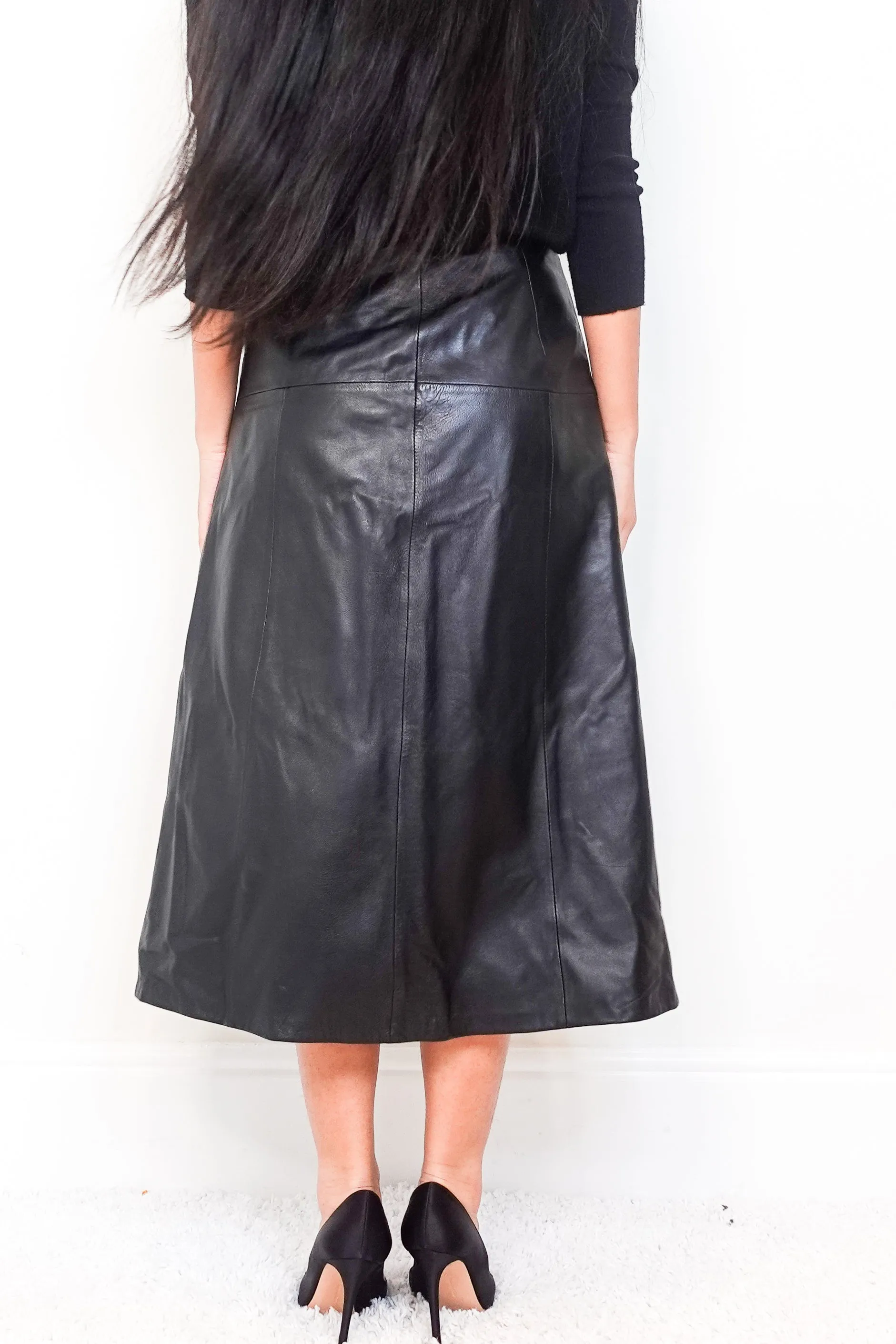 Iana Leather Midi skirt RRP £420