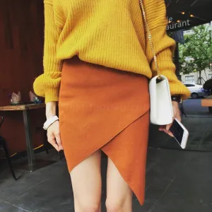 Korean OL Elegant Hip Flattering Niche Skirt Cross Knitted Skirt