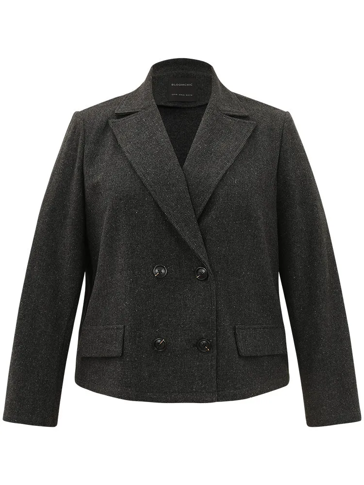 Lapel Collar Plain Textured Button Up Blazer