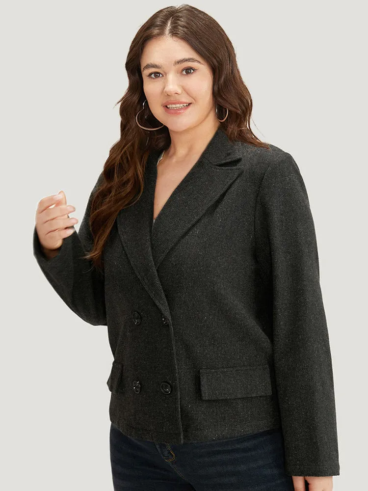 Lapel Collar Plain Textured Button Up Blazer