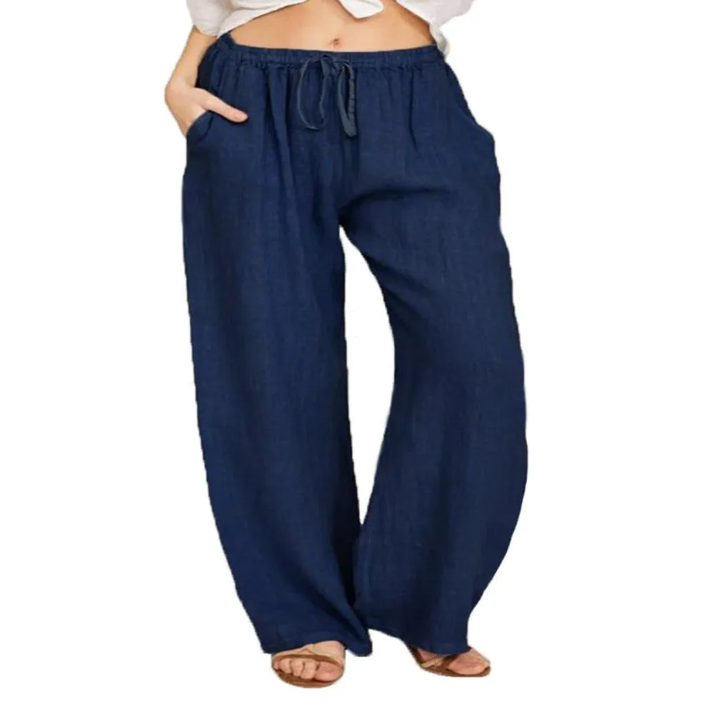 Large Size Loose Cotton And Linen Casual Trousers