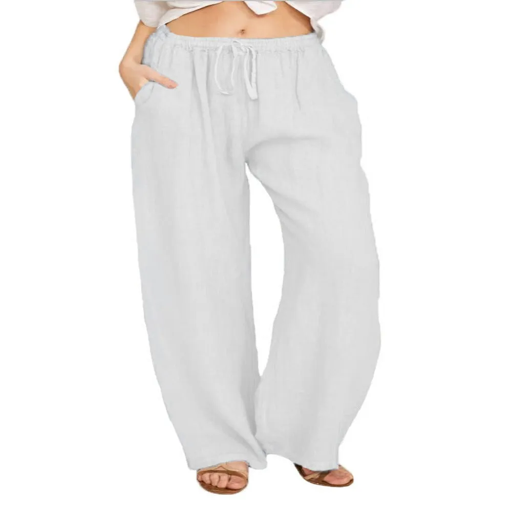 Large Size Loose Cotton And Linen Casual Trousers