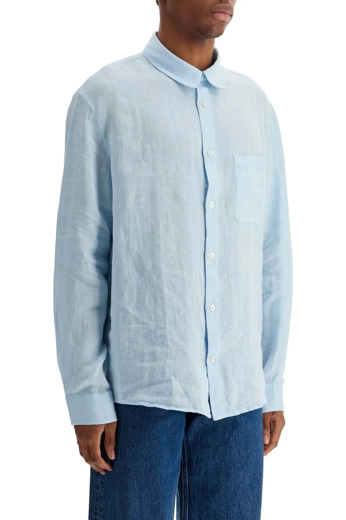 LIGHT BLUE LINEN SHIRT WIDE FIT