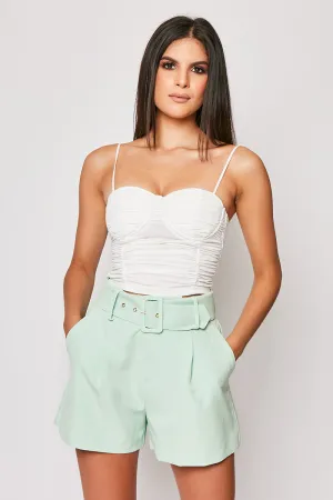 Meah - Mint High Waisted Belted Shorts