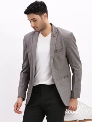 Men Striped Grey Single Breasted Blazer