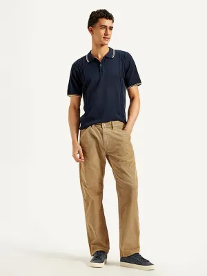 Men's Khaki Regular Fit Corduroy Pants