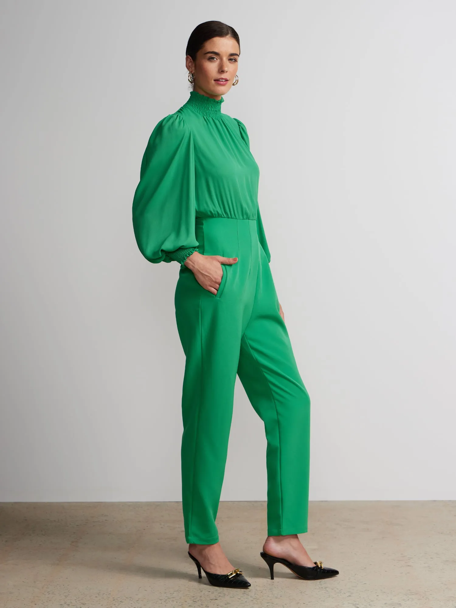 Mock-Neck Slim-Leg Jumpsuit