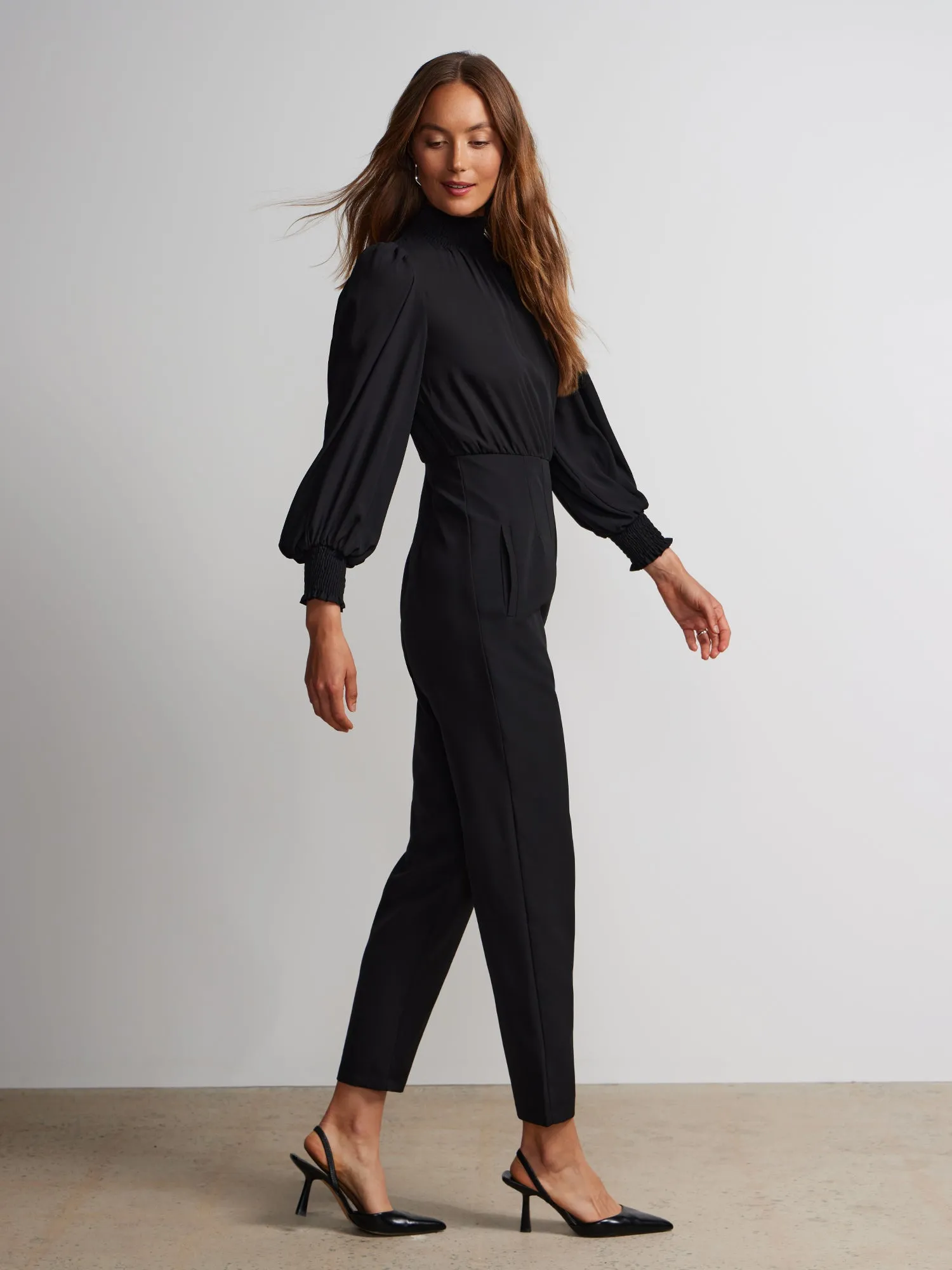 Mock-Neck Slim-Leg Jumpsuit